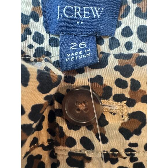New J Crew High Waist Wide Leg Leopard Print Cotton Linen Blend Pants 26 - Picture 6 of 9